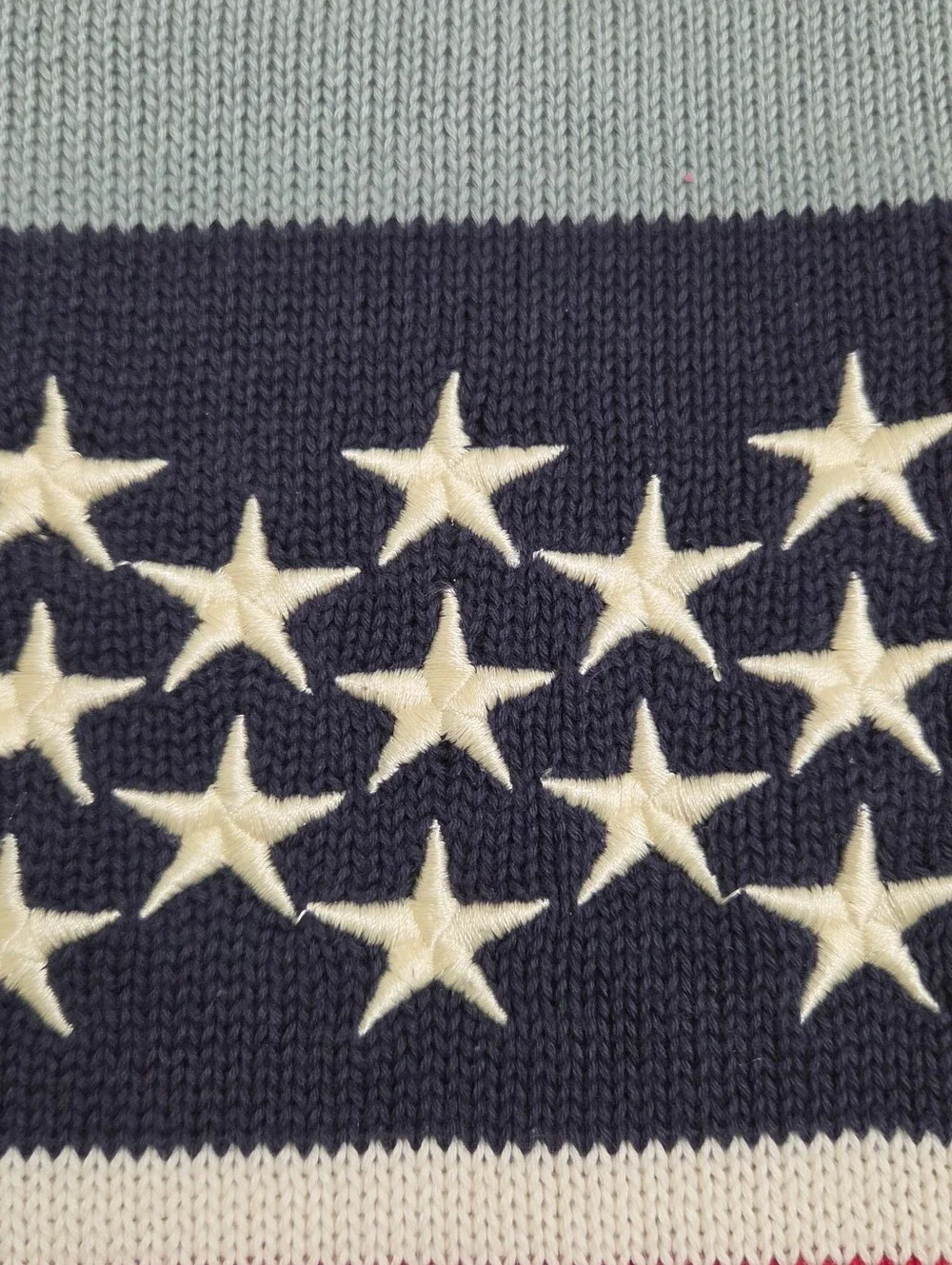 Simply Southern Men's Sweater Light Blue Crewneck with American Flag Size XL
